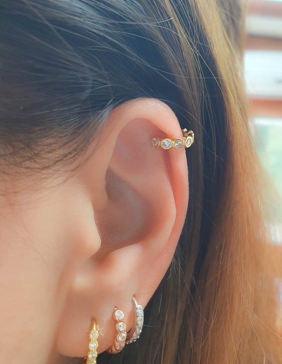 Gold Helix No Piercing-gold Ear Cuff-diamonds Ear Cuff - Etsy .