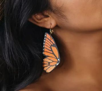 Le Chic Miami c/o Faire Monarch Butterfly Wing Earrings by Le Chic .