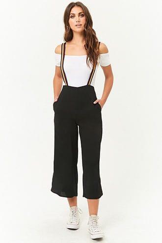 Striped-Strap Suspender Culottes | Clothes, Pallazo outfit, Fashi