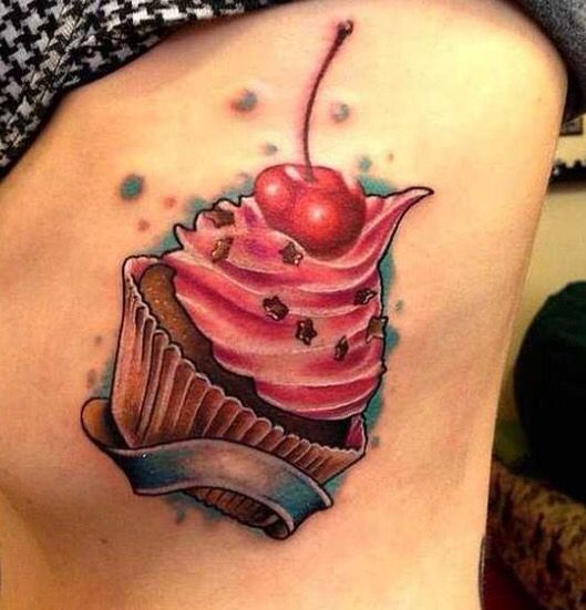 Pink cupcake tattoo | Cupcake tattoos, Candy tattoo, Body art tatto