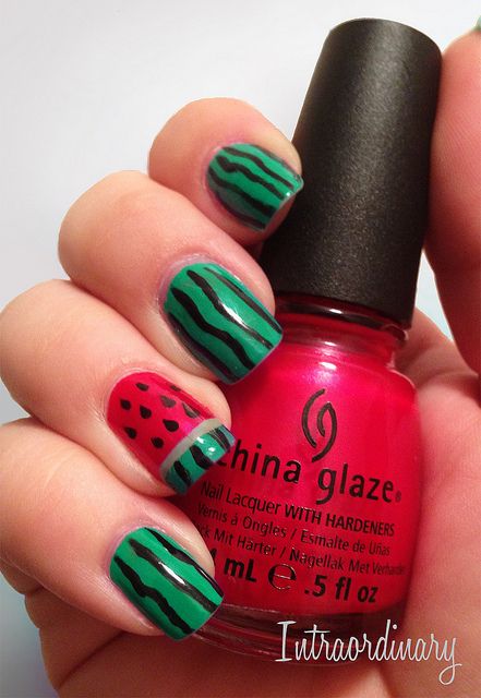 Watermelon Nails | Fruit nail art, Watermelon nails, Nail colo