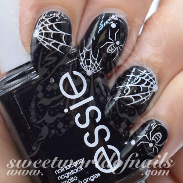 Halloween Nail Art White Spiders Spider Web Nail Water Decals .