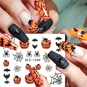 Amazon.com: 24pcs/Set Halloween Nail Art Stickers Halloween Nail .
