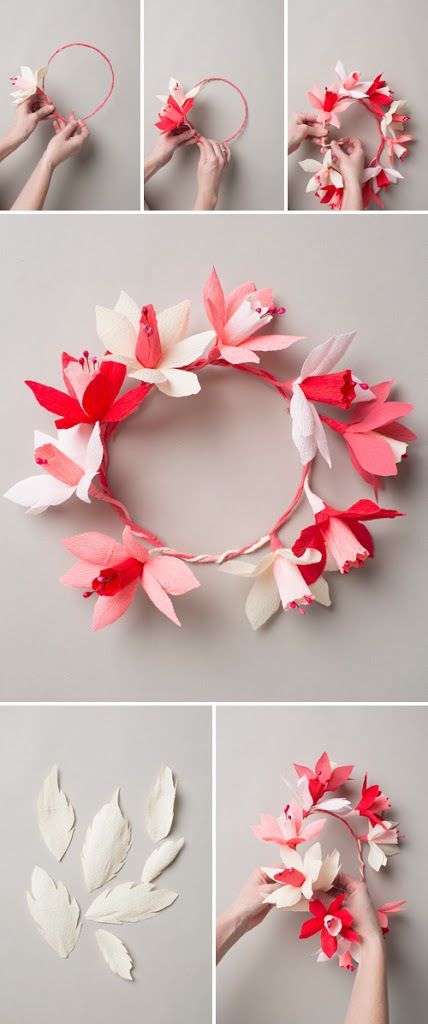 Valentine's paper flower wreath | Paper flower wreaths, Diy flower .