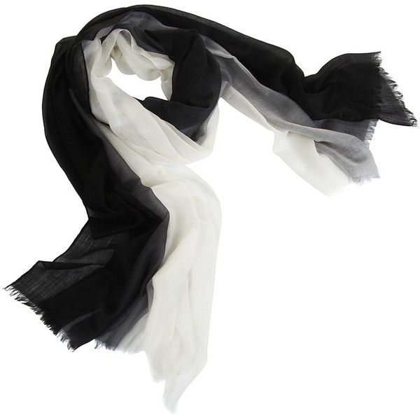 Sofia Cashmere Feather Weight Dip Dye Shawl - Black/White | Dip .