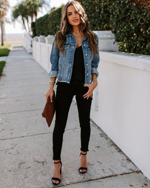 Night Rider Pocketed Distressed Denim Jacket | Clothes, Fashion .