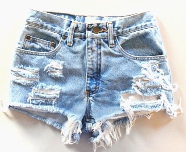 Shorts: ripped denim blue summer indie hipster pants worn tears .