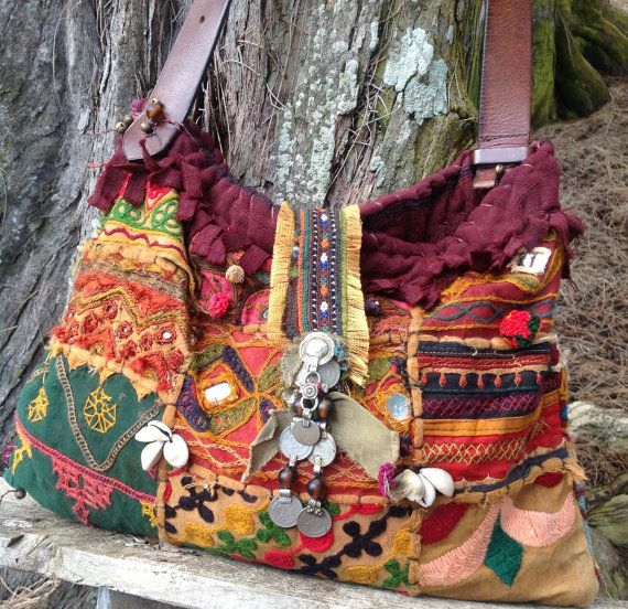 MIRRORED Patchwork HOBO Bag -- vintage Indian, tribal, one of a .