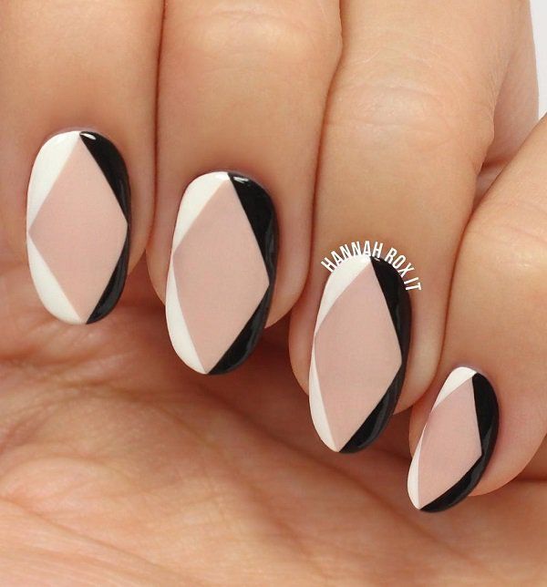 DIY Geometric Nail Art In Nude Shades