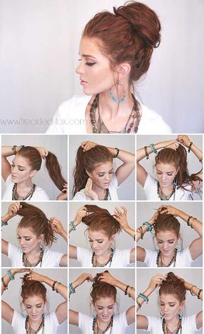 22 Stunningly Easy DIY Messy Buns | Bun hairstyles for long hair .