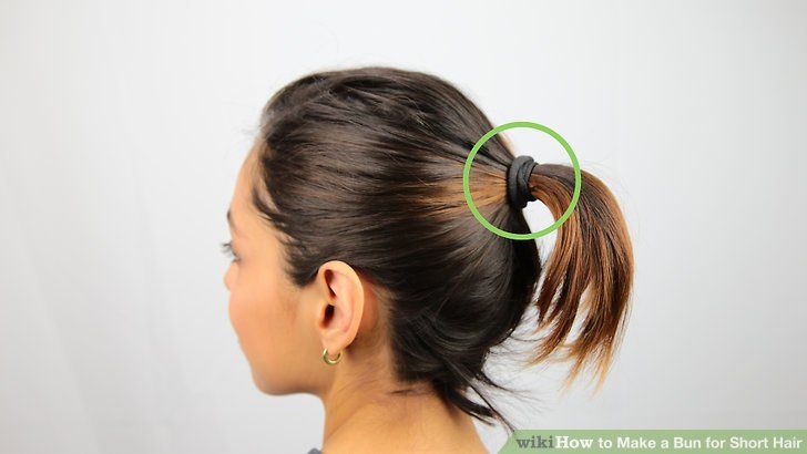3 Ways to Make a Bun for Short Hair - wikiHow | Short hair bun .