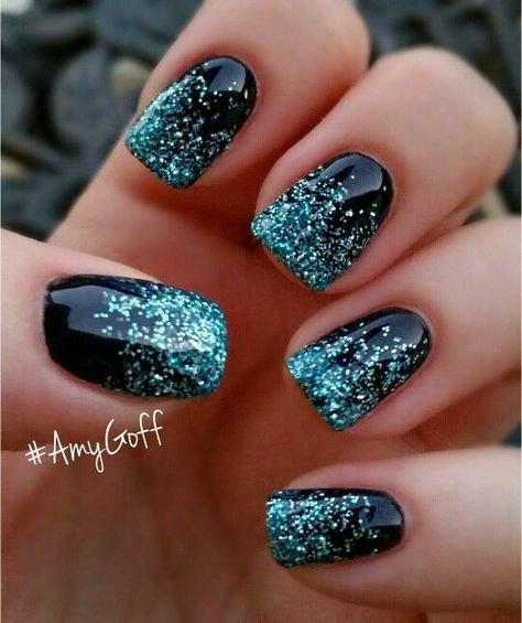 Deep Blue Nails with Bright Glitter - Pretty Designs | Cute nail .