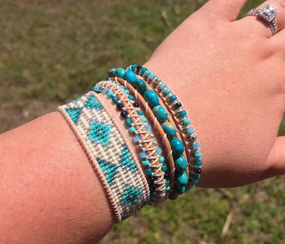 Buy Aqua Ombre Diamond Beaded Friendship Bracelet Custom Loom .