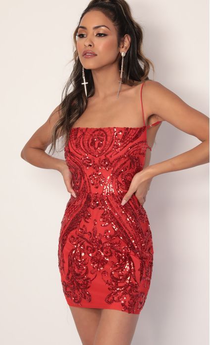 Starstruck Sequin Dress in Valentine Red | Red hoco dress, Red .