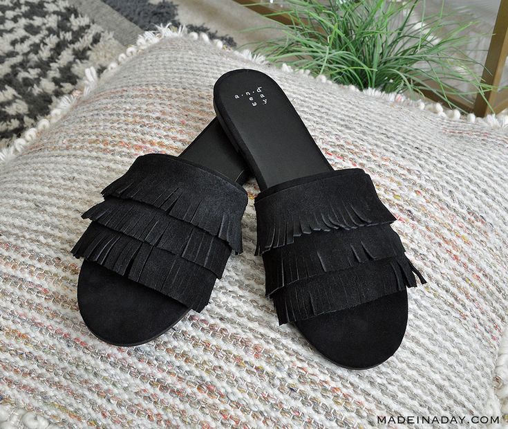 DIY Tassel Suede Fringe Slide Sandals | Suede fringe, Beaded .