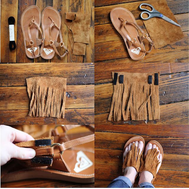 DIY fringe sandals | Diy sandals, Diy leather sandals, Fringe sanda