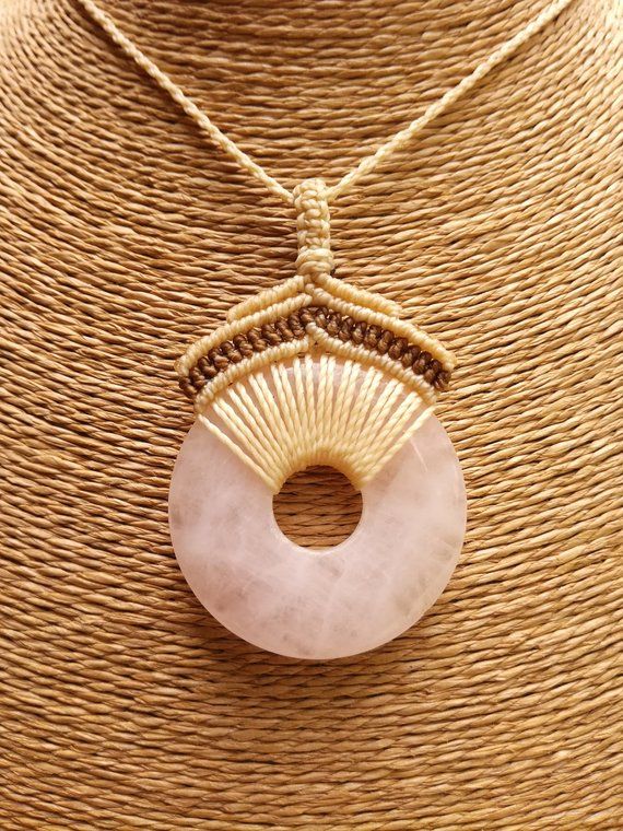 Rose Quartz Necklacepink Stone Necklacegemstone Donut - Etsy .