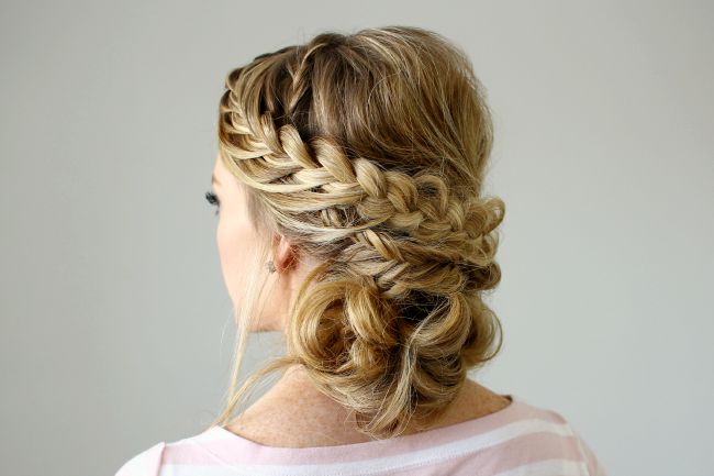 Double Braid Textured Updo | Fishtail braid updo, Fish tail braid .