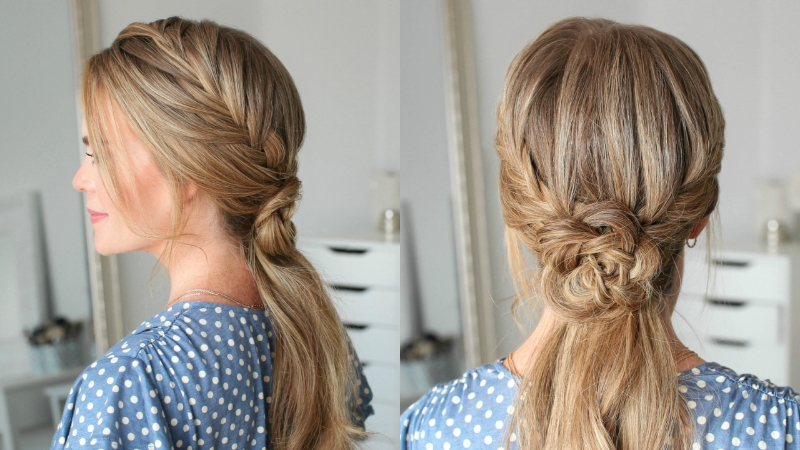 Double Fishtail French Braid Flower Ponytail | MISSY S