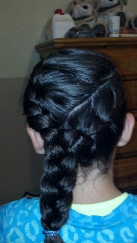 Two side french braids into one braid. She loves it | Side french .