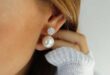 Double Pearl Earrings, Pearl stud earring, Double earring, Double .