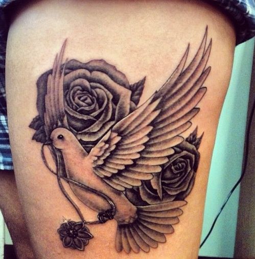 Dove and rose tattoo … | Тату, Птичк
