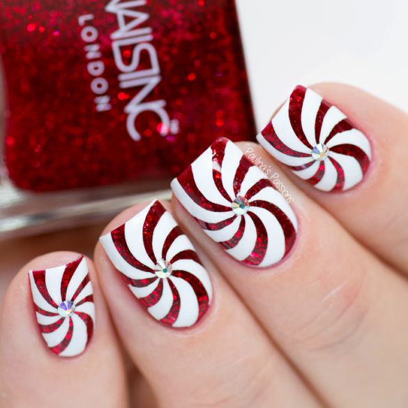 Christmas Nail Art – Candy Swirl Stamping Tutorial (Paulina's .
