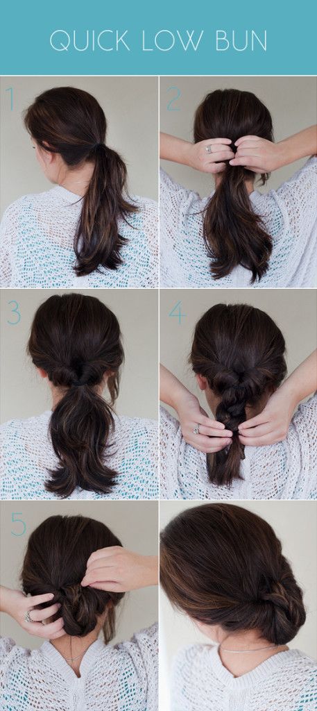 quick low bun | Stylish hair, No heat hairstyles, Hair styl