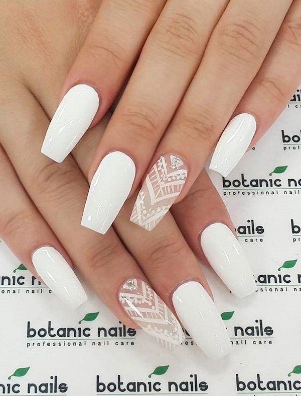 50 White Nail Art Ideas | Art and Design | Botanic nails, Nails .