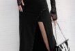 High Waist Side Split Midi Skirt with Buckle Belt | Edgy outfits .