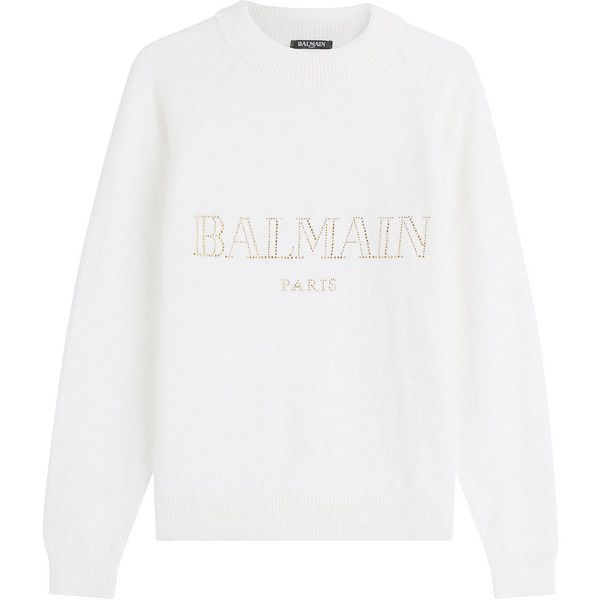 Balmain Embellished Angora Pullover ($1,449) ❤ liked on Polyvore .