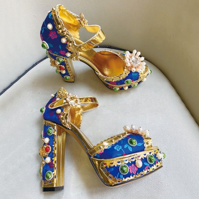 Retro Jewel-Embellished Sandals | Jewel embellished sandals .