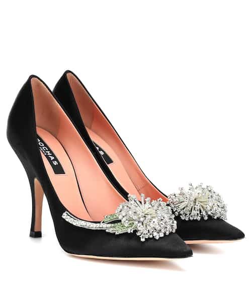 Crystal-embellished satin pumps | Rochas | Jeweled shoes, Leather .