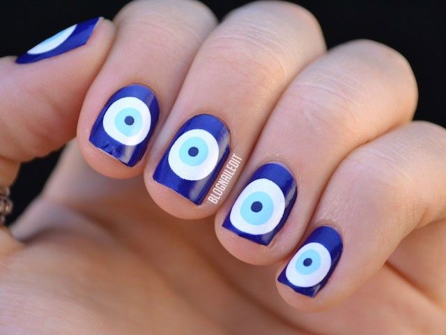 this is really neat | Evil eye nails, Eye nail art, Nail art desig