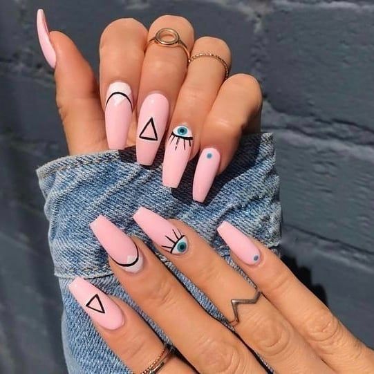 20 Gorgeous Pastel Nails for Spring | Evil eye nails, Pink acrylic .