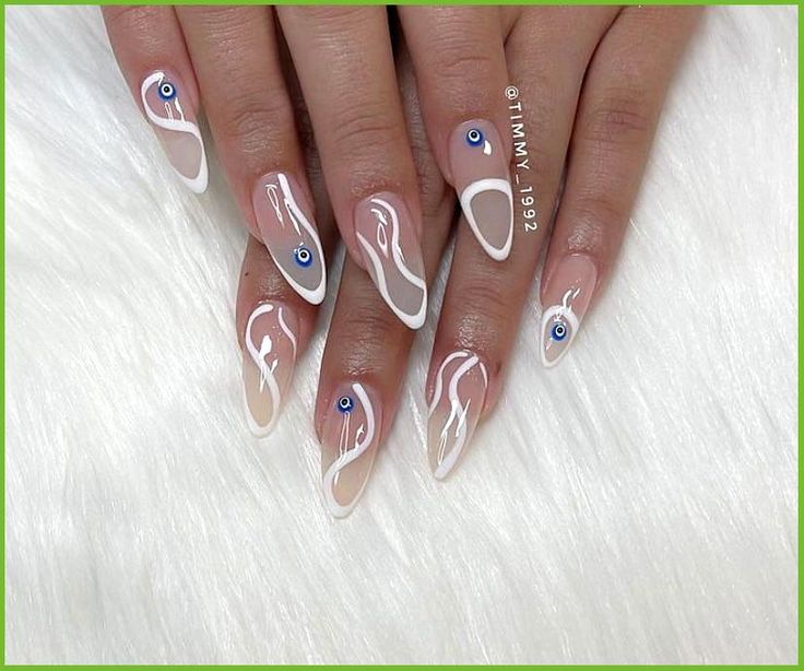 evil eye inspired nails !🧿 | Shiny nails designs, Evil eye nails .