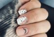 Gray & White Nails With Black Dots And A Cute Eyelash. | Gel nails .