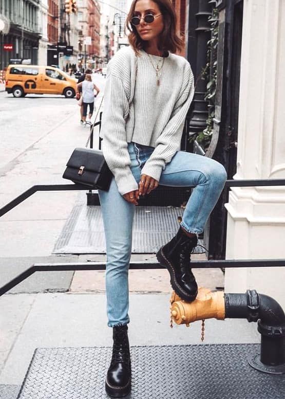 combat-boots-boyfriend-jean-outfit-min | Stylish winter outfits .