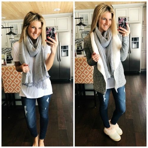 How to Layer a Tunic Tee + Sherpa Sweater + Scarf | Fashion .