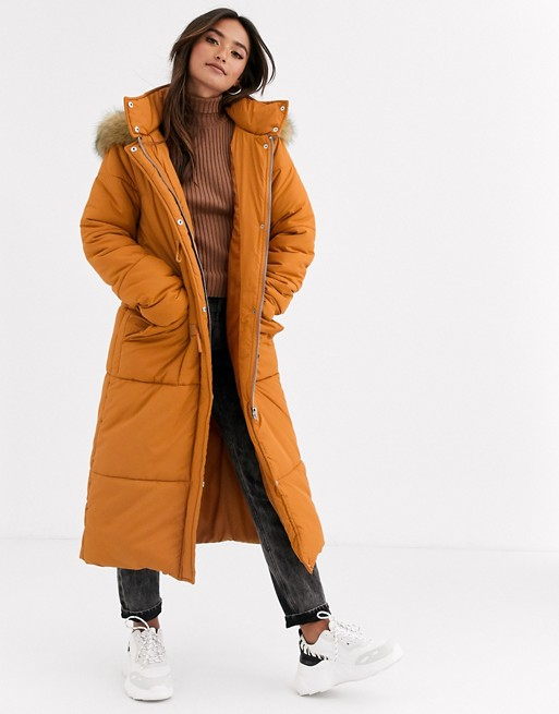 ASOS DESIGN duffle longline puffer coat in mustard | ASOS | Puffer .