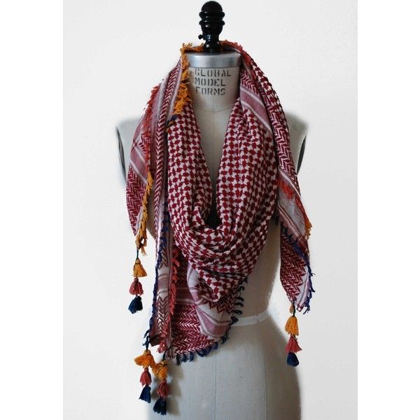 253) Vintage Fringe and Tassel Scarf / Keffiyeh | Fashion .