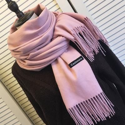 Women Solid Color Cashmere Scarves With Tassel Lady Winter Autumn .