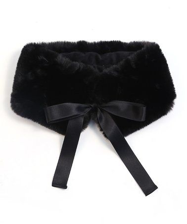 Do Everything In Love Black Faux Fur Bow-Accent Neck Warmer .