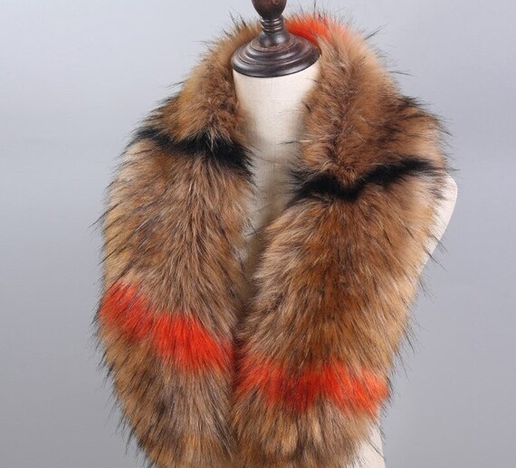 Large Faux Racoon Fur Collar Scarf Wrap Neck Warmer Warm - Etsy Swed