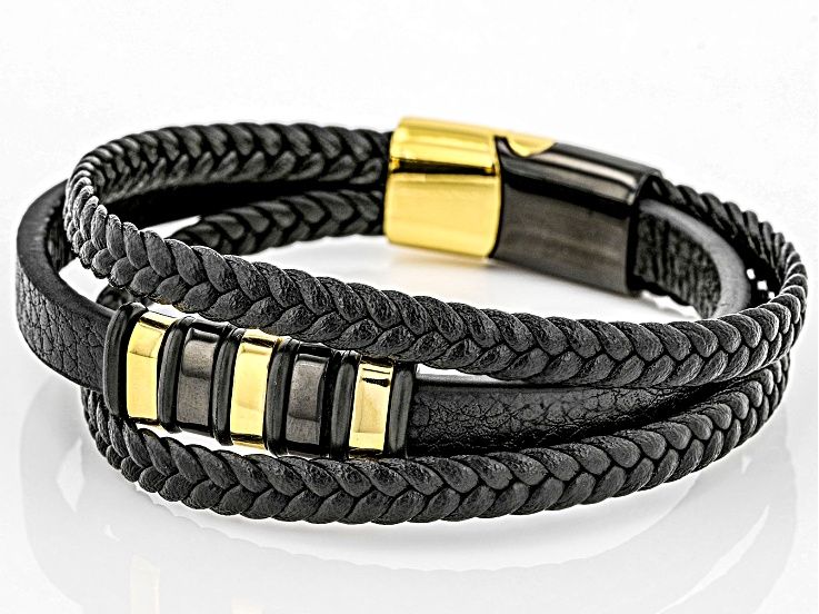 Gold Tone Faux Leather Mens Bracelet - OPW263 | Leather, Bracelets .