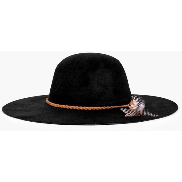 Feather Trimmed Floppy Hat
     