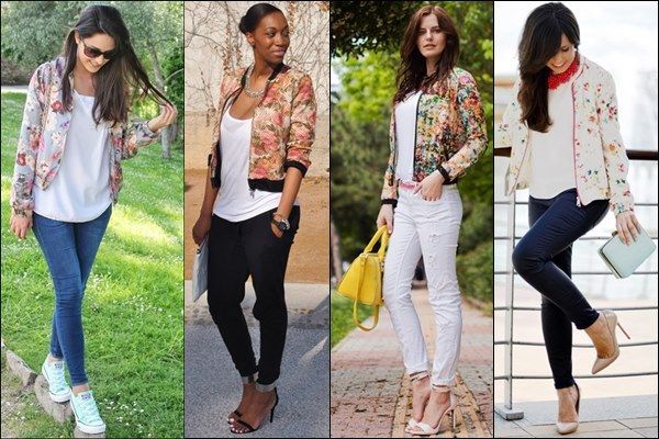 Floral Bomber Jacket Outfits
     