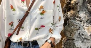 Loose Retro Style Early Flower Print Shirt Women's Shirts Clothes .