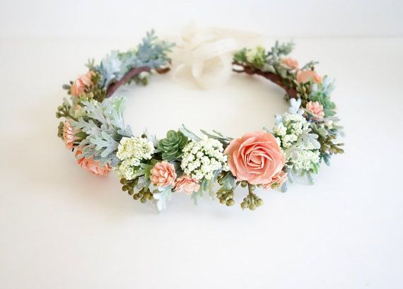 Flower Crown Peach Flower Crown Spring Wedding Bridal - Etsy .