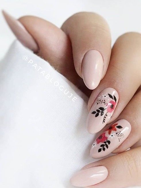 Nail inspiration pink flower nail design | Pink flower nails .